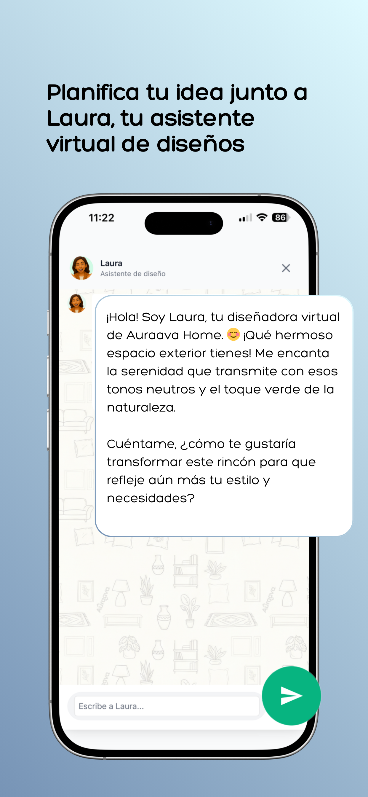 Chat con Laura, asistente virtual de diseño