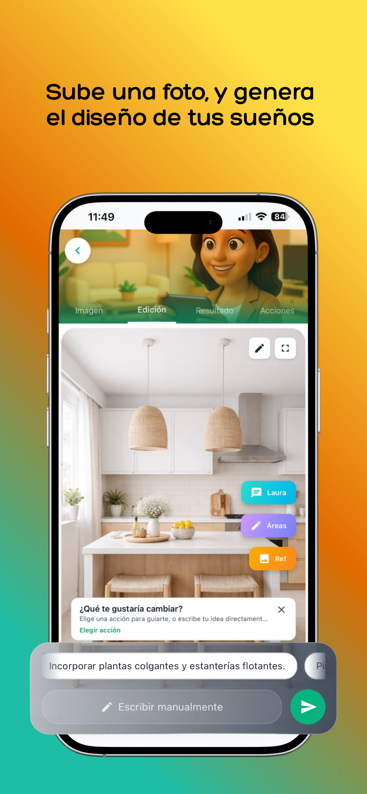 Editor principal con Laura y sugerencias de diseño