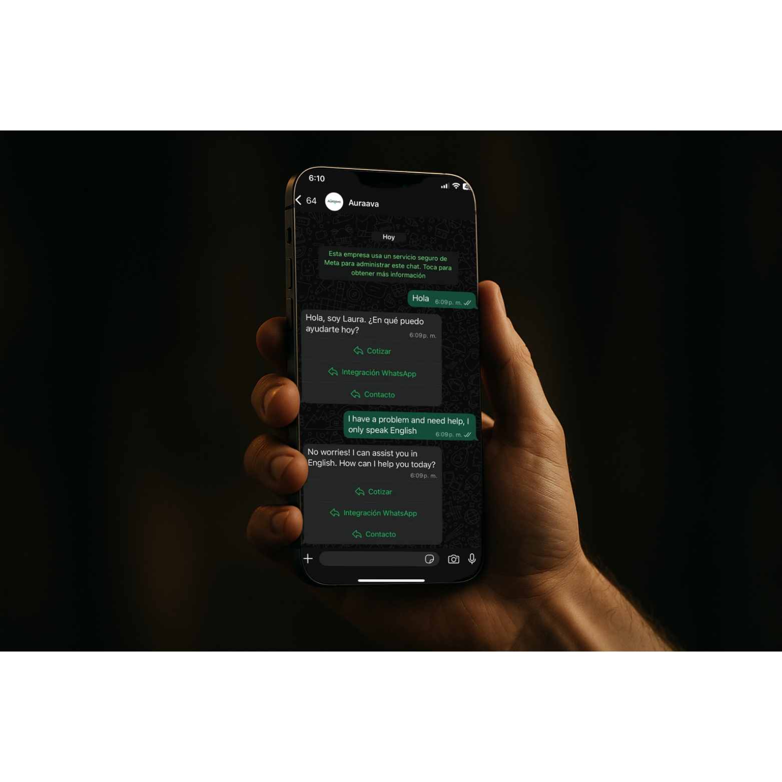 Asistente conversando en múltiples idiomas